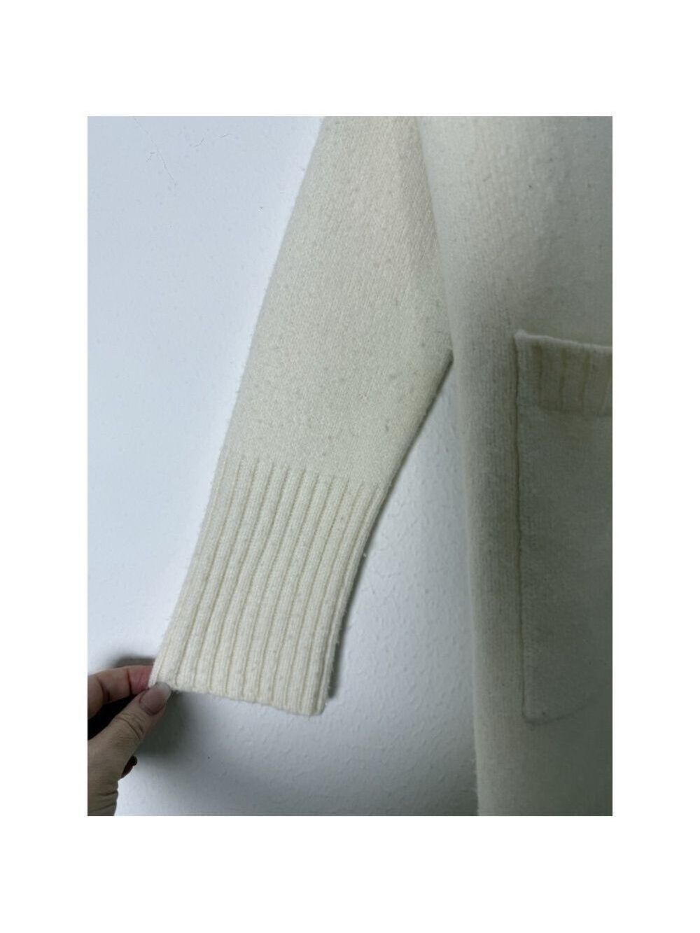 Polo Ralph Lauren Wool Open Front Cardigan Sweater Med Women Cream Pocket Preppy - Picture 6 of 10